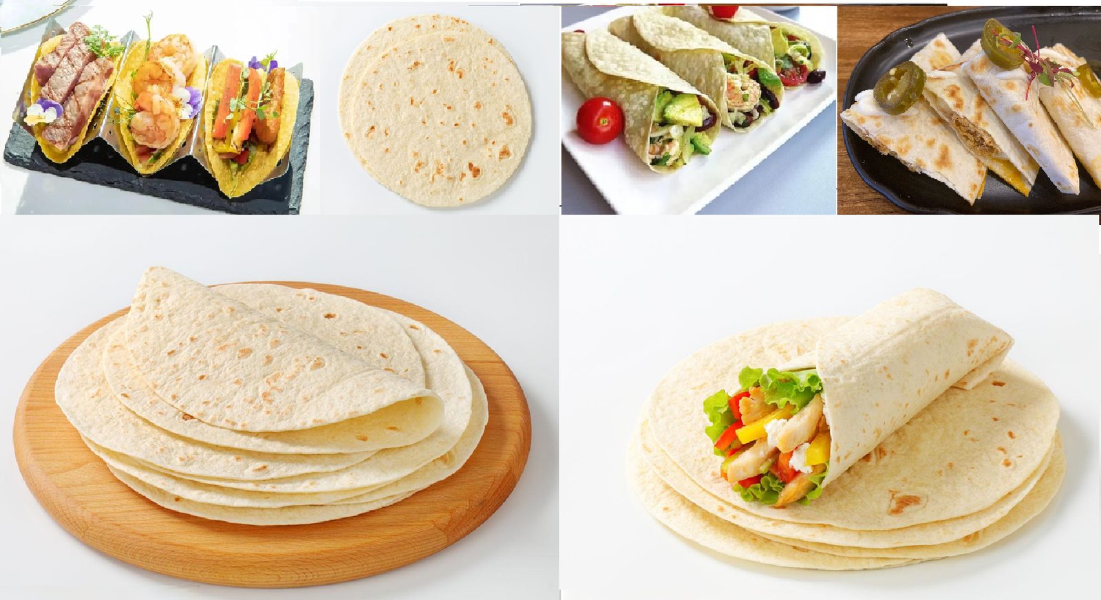 Typical products — tacos, tortillas, wraps and quesadillas